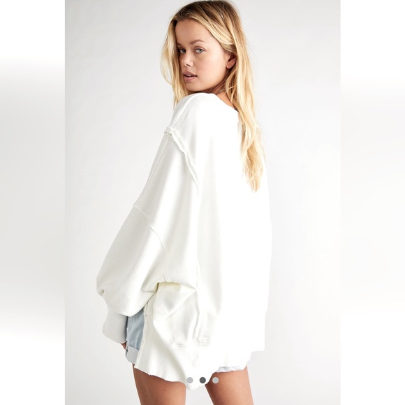 We The Free Pullover Sweatshirt White Long Sleeve Womens Size Large - Picture 2 of 9